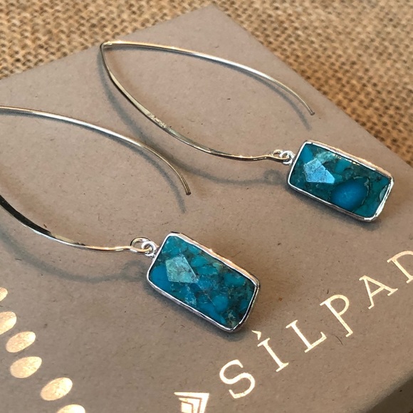 Silpada Turquoise Drop Sterling Threader Earrings - Picture 4 of 6